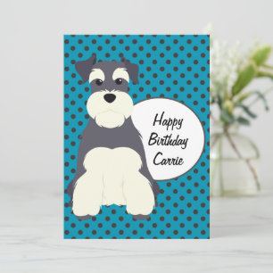 Carte Cute Schnauzer et Pois Anniversaire