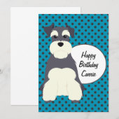 Carte Cute Schnauzer et Pois Anniversaire (Devant / Derrière)