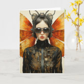 Carte Cute Scifi Bug Lady Toutes Les Occasions (Fleur jaune)