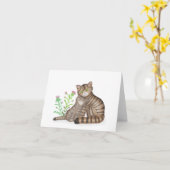 Carte Cute Scottish Wildcat and kitten blank card (Fleur jaune)