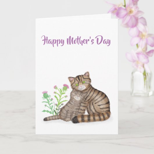Carte Cute Scottish Wildcats Mother's Day card (Orchidée)