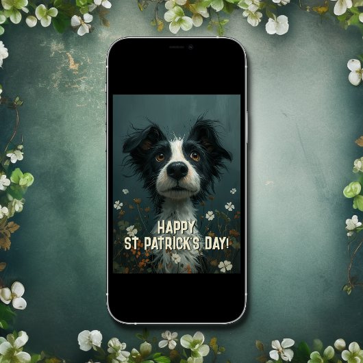 Carte Cute Scruffy Chien et Shamrock St Patrick's Day