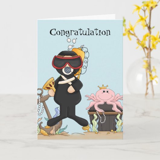 Carte Cute Scuba Diving (Fleur jaune)