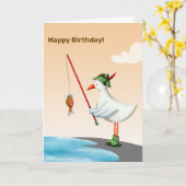 Carte Cute Seagull Pêche personnalisée Anniversaire (Fleur jaune)