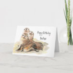 Carte Cute Seals Brother Birthday Watercolor Animals<br><div class="desc">Groupe of curious seals sitting on the rocks wishing you a happy birthday Brother,  sealed with kiss</div>