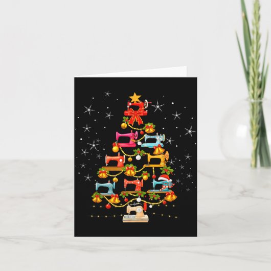 Carte Cute Sewing Machine Christmas Tree Christmas Ornam (Devant)