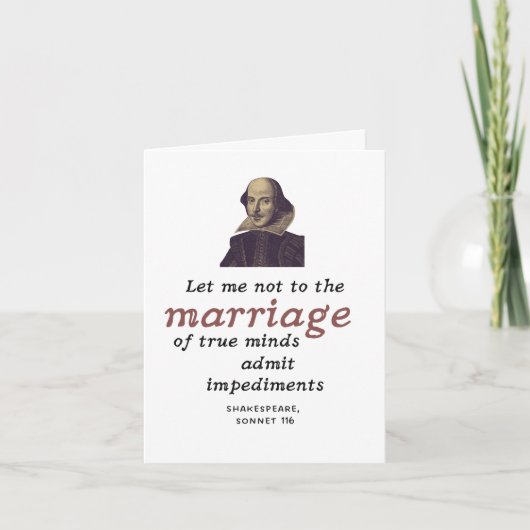 Carte Cute Shakespeare Citation Mariage littéraire Fianç (Devant)