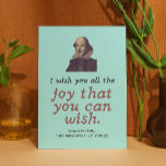 Carte Cute Shakespeare Joie Citation Dark Academia Anniv<br><div class="desc">La pièce de Shakespeare "Le Marchand de Venise" comprend cette belle phrase : "Je vous souhaite toute la joie que vous pouvez souhaiter." Cette citation de Shakespeare est placée ici dans la typographie vintage et accompagnée d'un ancien portrait du Barde. A l'intérieur, la carte dit "Joyeux anniversaire pour toi." Customisez...</div>