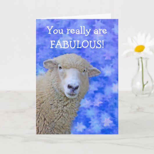 Carte Cute Sheep Custom Cinquantième anniversaire (Petite plante)