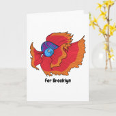 Carte Cute Siamese combat poisson betta dessin (Fleur jaune)