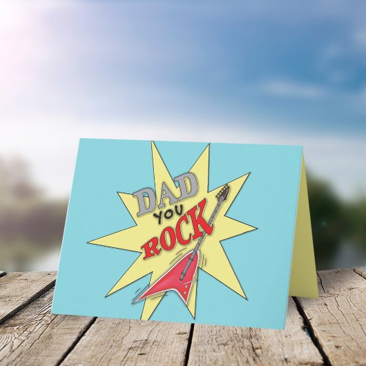 Carte Cute simple Fête des pères Papa Rock n Roll Guitar