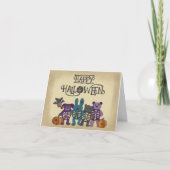Carte Cute Skeleton Animaux et Halloween Citrouille (Devant)