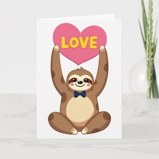 Carte Cute Sloth Love Heart Card (Devant)