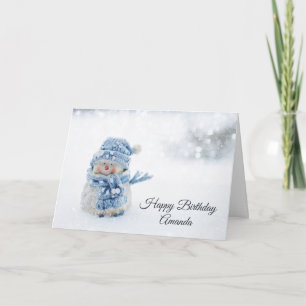 Carte Cute Snowman en hiver Photo Anniversaire