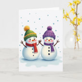 Carte Cute Snowmen Holiday Cheer Card (Fleur jaune)