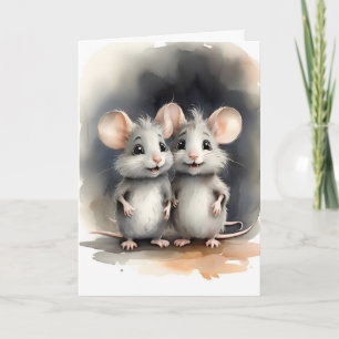 Carte Cute souris souris Meilleur Pals Amis Portrait Bla