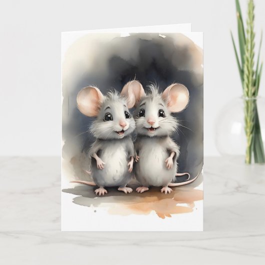 Carte Cute souris souris Meilleur Pals Amis Portrait Bla (Devant)