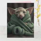 CARTE CUTE SPHYNX HAIRLESS CAT BIG VALENTINE'S DAY CARD (Fleur jaune)
