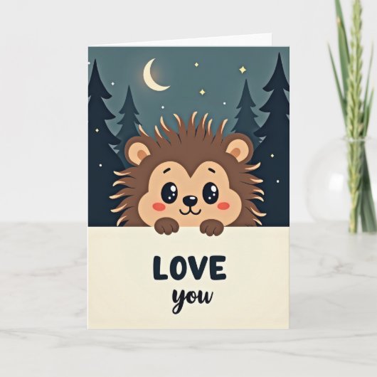 Carte Cute Spiky Hedgehog Love You Card (Devant)