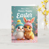 Carte Cute Spring Animals Greeting Card (Fleur jaune)
