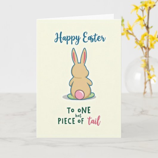 Carte Cute Spring Bunny Fun Message Card (Fleur jaune)