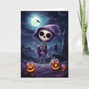 Carte Cute squelette Citrouille Halloween