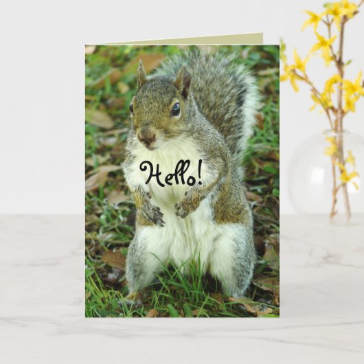 Carte Cute Squirrel, Pensez à vous (Fleur jaune)