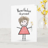 Carte Cute Stick Girl in En vichy robe Inspiration (Fleur jaune)