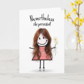 Carte Cute Stick Girl in En vichy robe Inspiration (Fleur jaune)