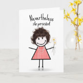 Carte Cute Stick Girl in En vichy robe Inspiration (Fleur jaune)