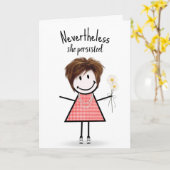 Carte Cute Stick Girl in En vichy robe Inspiration (Fleur jaune)