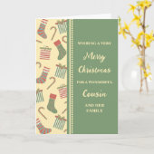 Carte Cute Stockings Cousin & Famille Joyeux Noël (Fleur jaune)