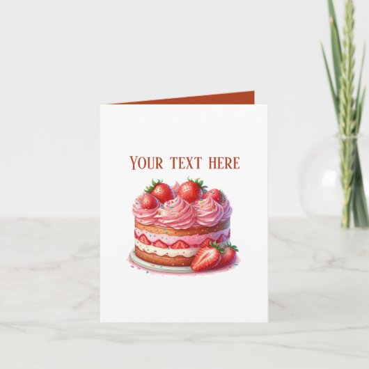 Carte Cute strawberry cake Bakery vendors customizable (Devant)