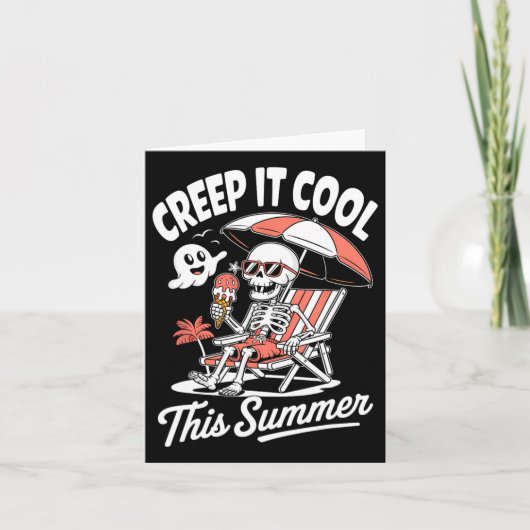Carte Cute Summerween Ghost Funny Beach Halloween (Devant)