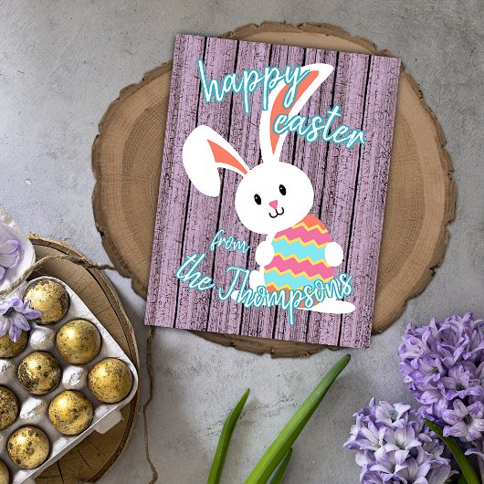 Carte Cute sur mesure Joyeux lapin de Pâques avec oeuf c