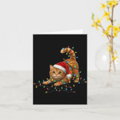 Carte Cute Tabby Cat Christmas Funny Lights Xmas Cat In (Fleur jaune)