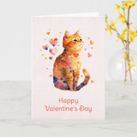 Cute Tabby Chat avec Coeurs Saint-Valentin