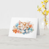 Carte Cute Tabby Chat Dormir parmi les fleurs Blank (Fleur jaune)