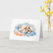 Carte Cute Tabby Chat Dormir Parmi Les Nuages Fluffés Vi (Fleur jaune)
