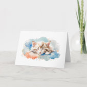 Carte Cute Tabby Chat Dormir Parmi Les Nuages Fluffés Vi (Devant)