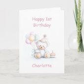 Carte Cute Teddy Bear 1st Birthday (Devant)
