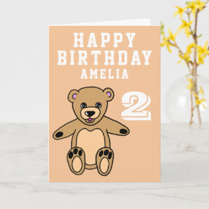 Carte Cute Teddy Bear 2e anniversaire Joyeux anniversair