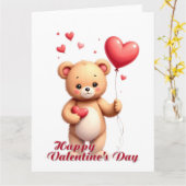 Carte Cute Teddy Bear avec Cœur – Joyuse Saint-Valentin (Fleur jaune)