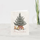 Carte Cute Teddy Bear Christmas Tree Card (Devant)