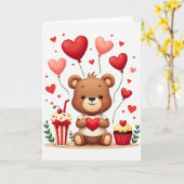 Carte Cute Teddy Bear Love Hearts Card (Fleur jaune)