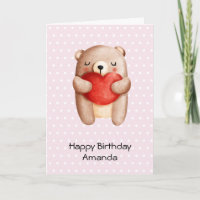 Cute Teddy Bear portant un cœur rouge pour un anni