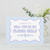 Carte Cute tendance bleu personnalisé Fleur Proposition (Debout devant)