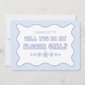 Carte Cute tendance bleu personnalisé Fleur Proposition (Devant)