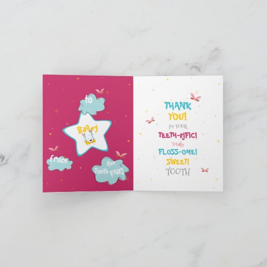 Carte Cute Tooth Fairy Sparkly Magique Funny Pun (Intérieur)