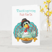 Carte Cute Turquie & Thanksgiving Fun Faits (Fleur jaune)